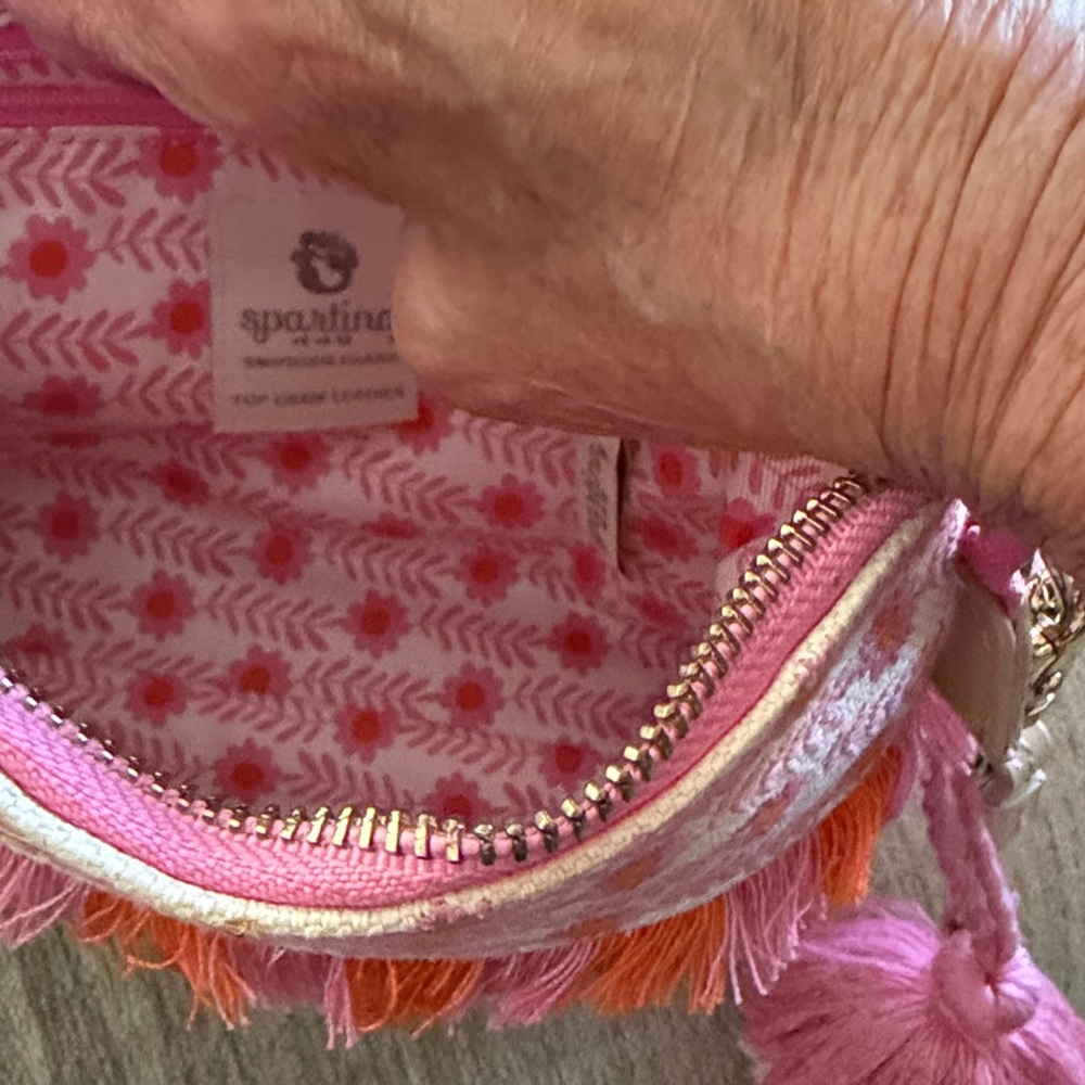 Spartina 449 Marci wristlet embroidered woven blend of cotton &jute leather trim - Picture 8 of 10